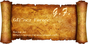 Göncz Ferenc névjegykártya